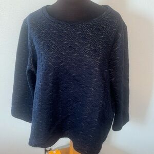 LOFT Pullover Metallic Flower Outline Top size XL